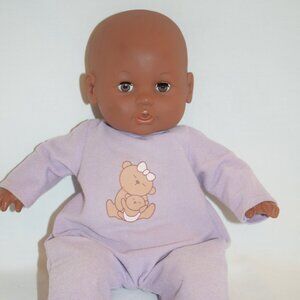 Vintage 11 inch Cloth Body Babydoll with Purple PJs